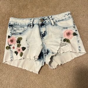 Embroidered Jean Shorts
